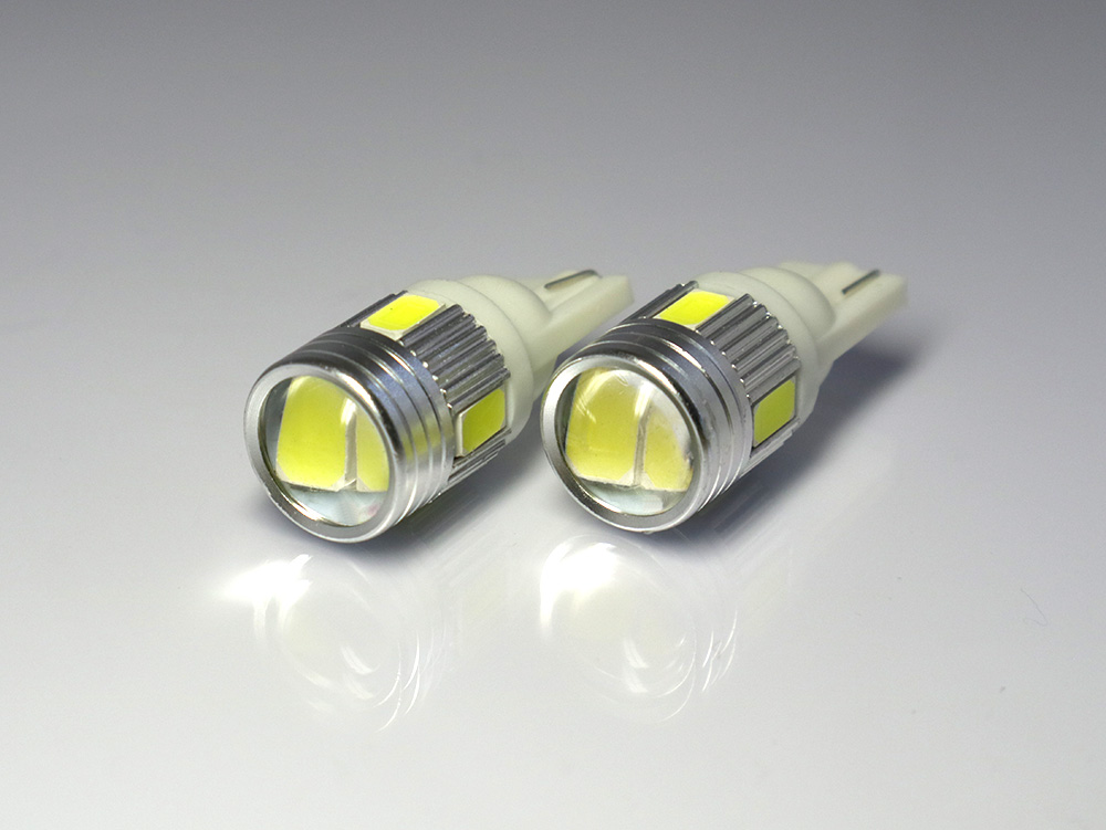 หลอดไฟหรี่ LED ขั้ว T10 รุ่น 6SMD Lens (WHITE)